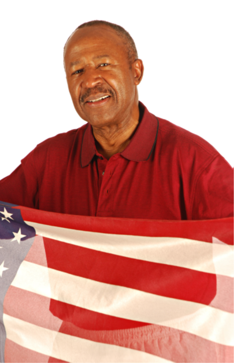 man holding flag